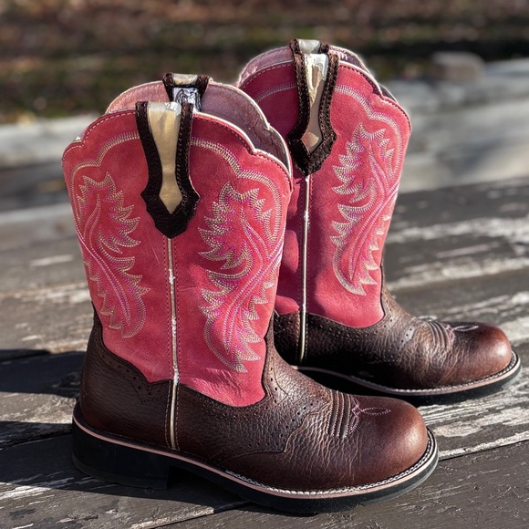 Ariat Shoes - Ariat Fatbaby Leather & Pink Western Cowboy Boots